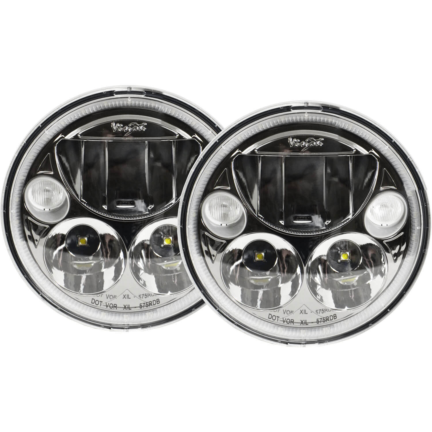 Photo of 5.75" VX Series LED Headlight Kit - Black Chrome | White Halo by Vision X Off-Road - Premium LED Headlight for UTVs / Side by Sides
