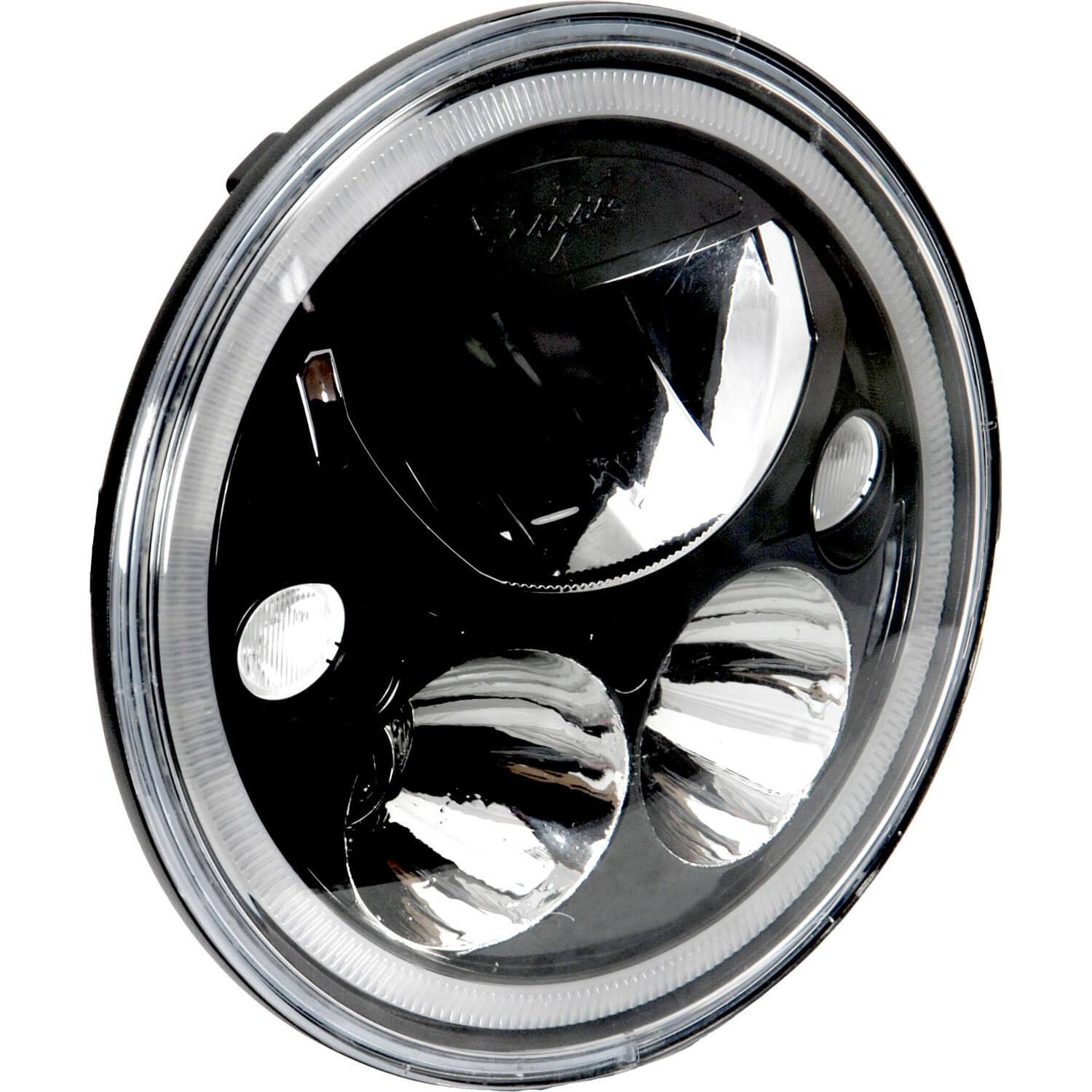 Photo of 5.75" Single Black Chrome Face Round VX Headlight (with Low-High-Halo) by Vision X Off-Road - Premium LED Headlight for UTVs / Side by Sides
