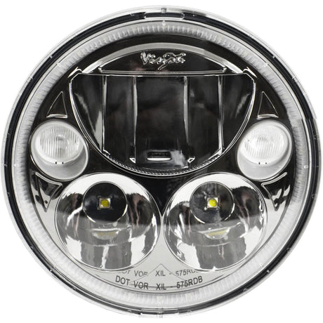 Photo of 5.75" Single Black Chrome Face Round VX Headlight (with Low-High-Halo) by Vision X Off-Road - Premium LED Headlight for UTVs / Side by Sides