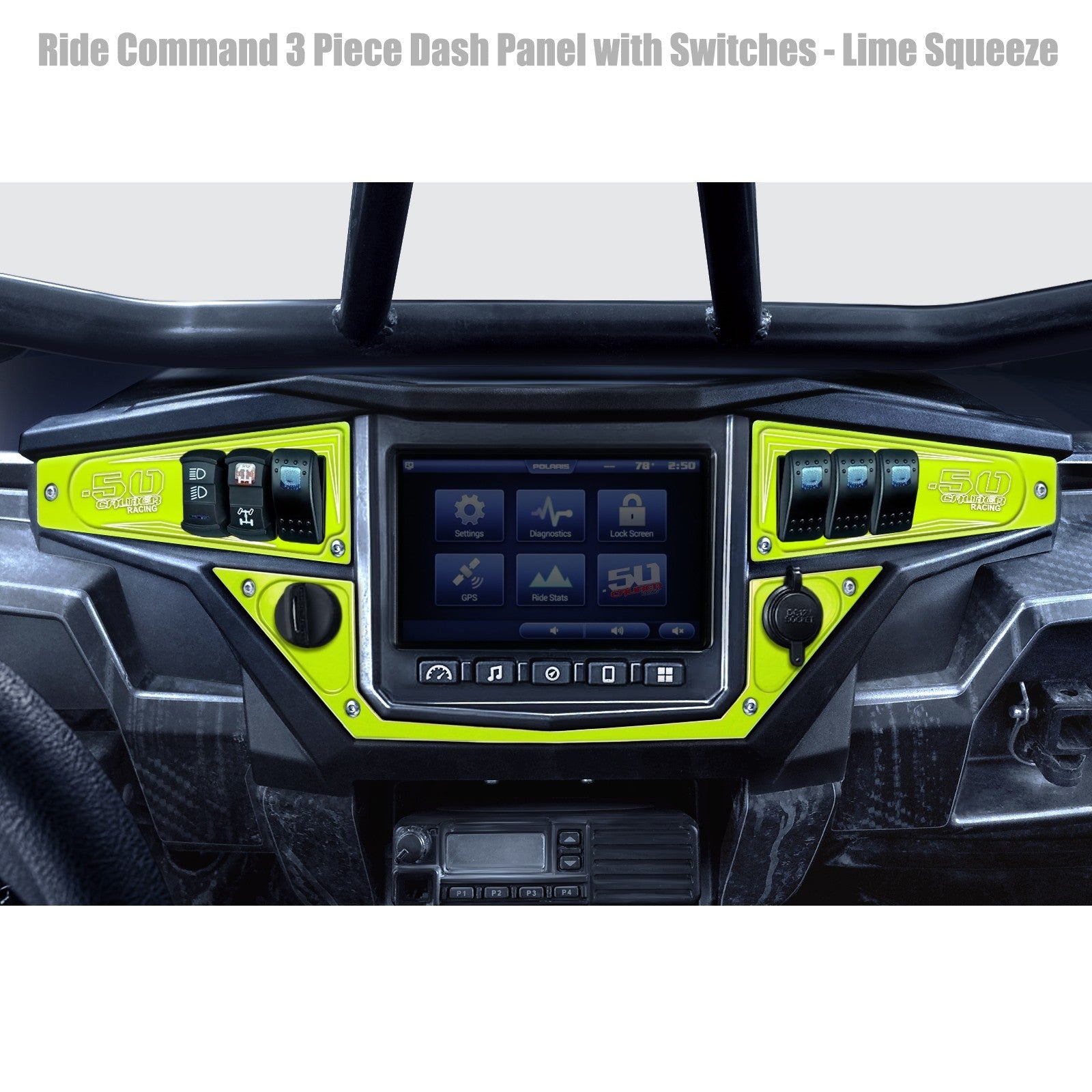 Polaris RZR XP1000 Ride Command 6-Switch CNC Billet Dash Panel - Multiple Colors + Optional Switches (2017+)