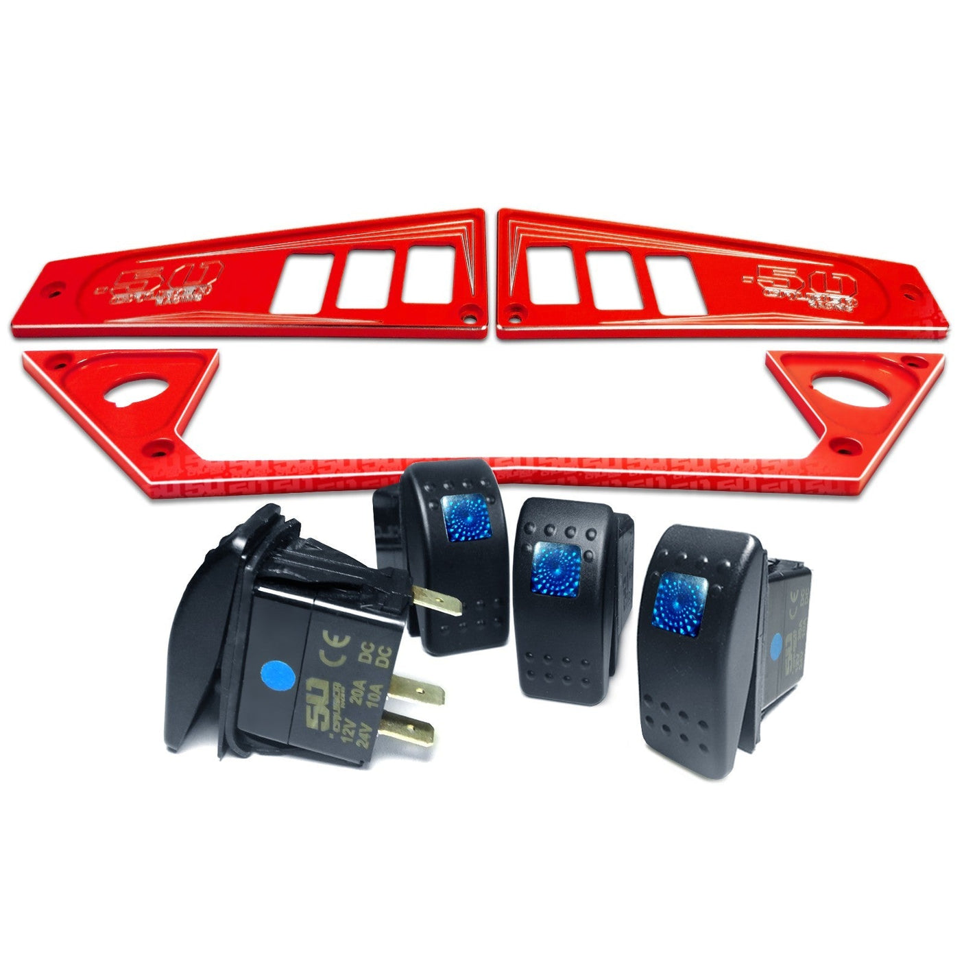 Polaris RZR XP1000 Ride Command 6-Switch CNC Billet Dash Panel - Multiple Colors + Optional Switches (2017+)