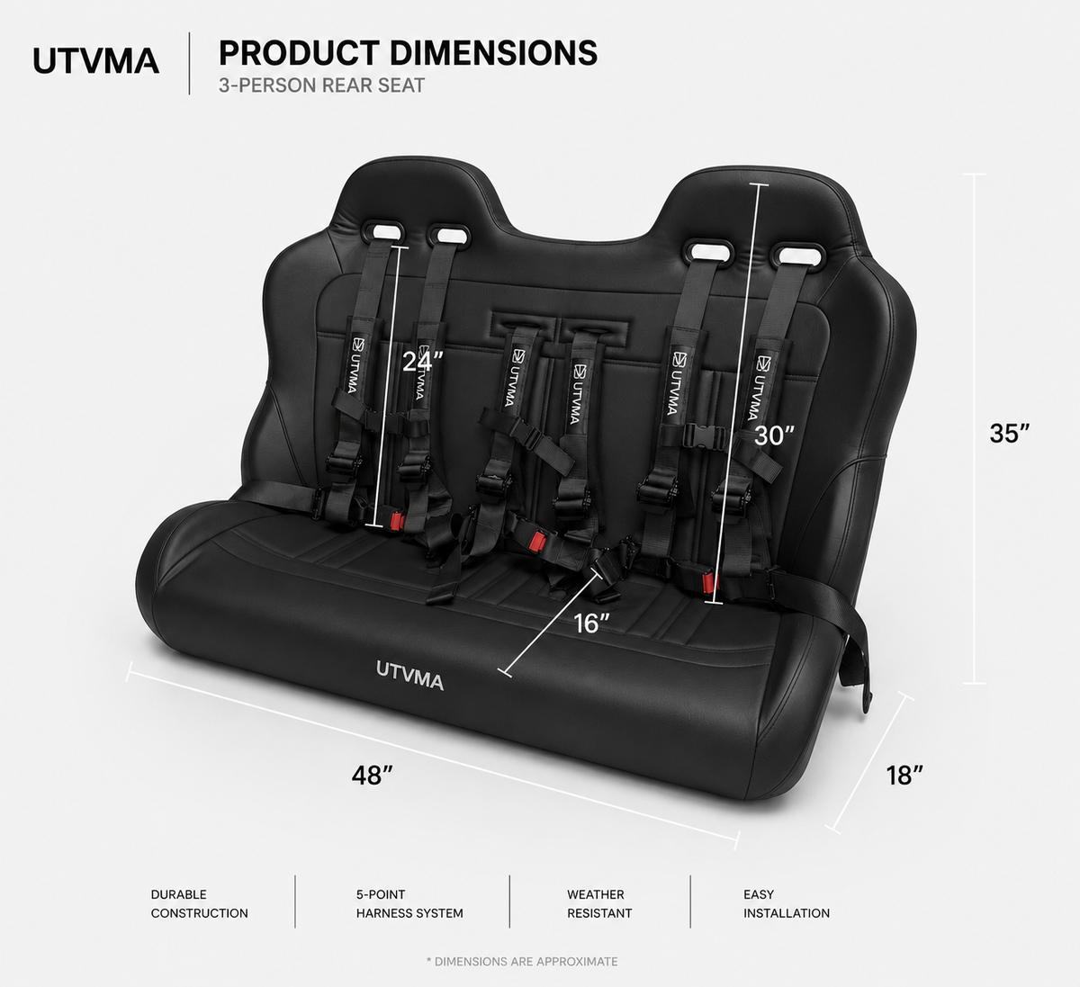 Yamaha Wolverine X4 Rear Bench Seat (2018+) with Harnesses