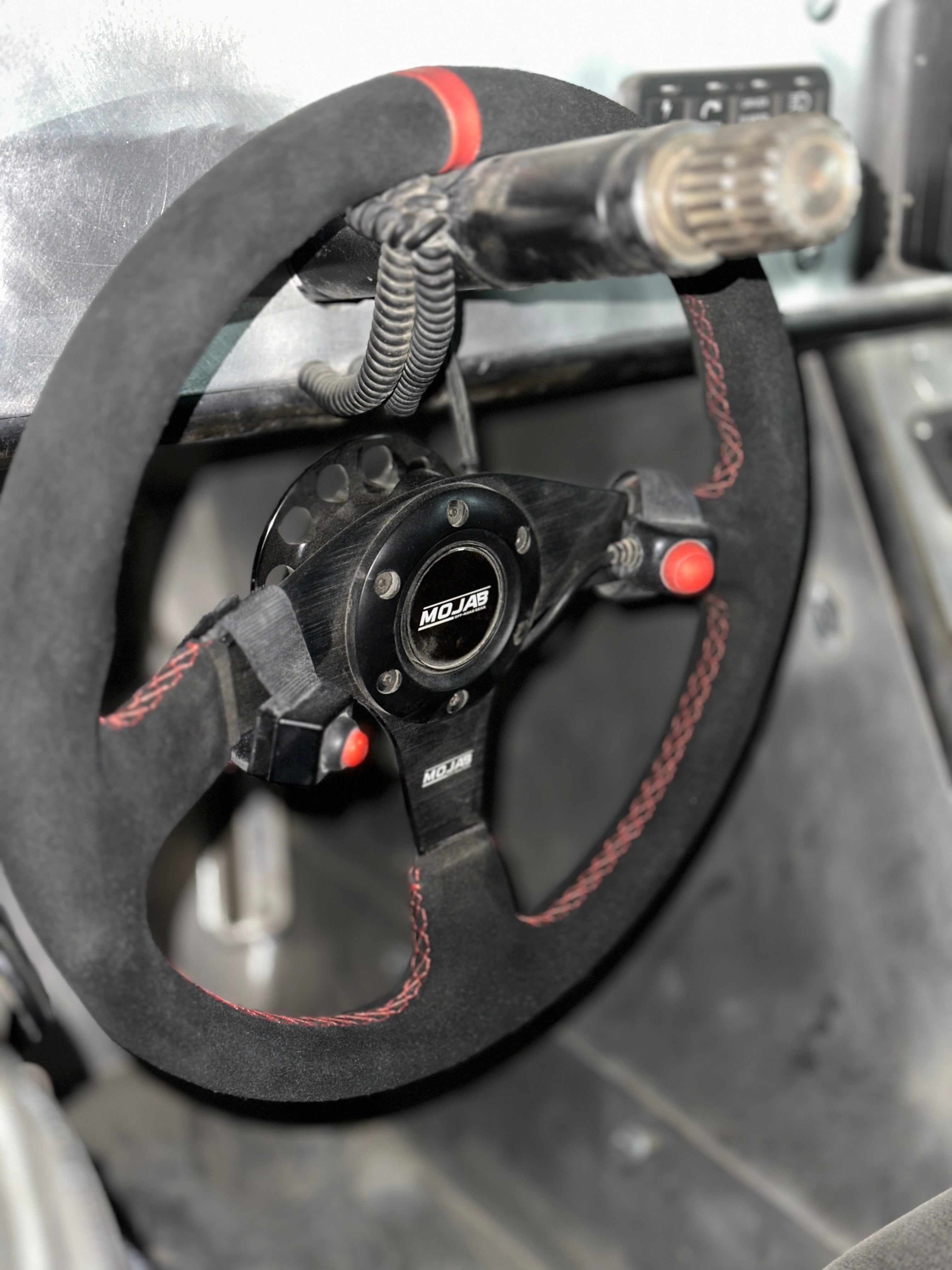 Photo of 13.5'' MOJAB Flat Steering Wheel Leather or Suede by MOJAB OFFROAD - Premium for UTVs / Side by Sides