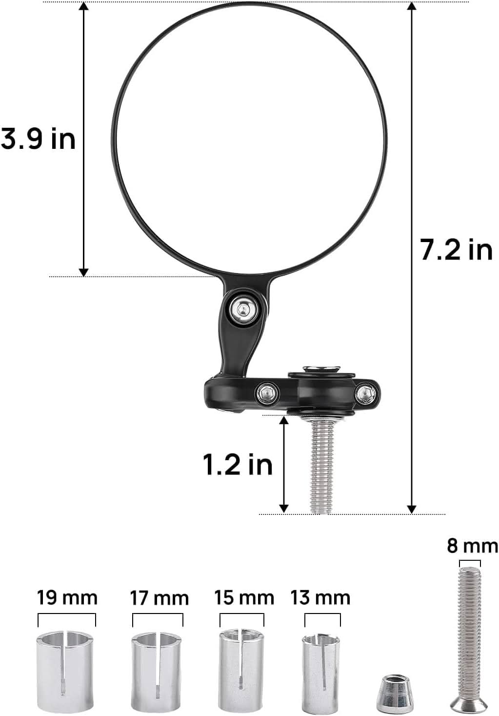Photo of Universal Motorcycle Mirror for 13-21 mm Handlebar Inner Diameter by Kemimoto - Premium for UTVs / Side by Sides