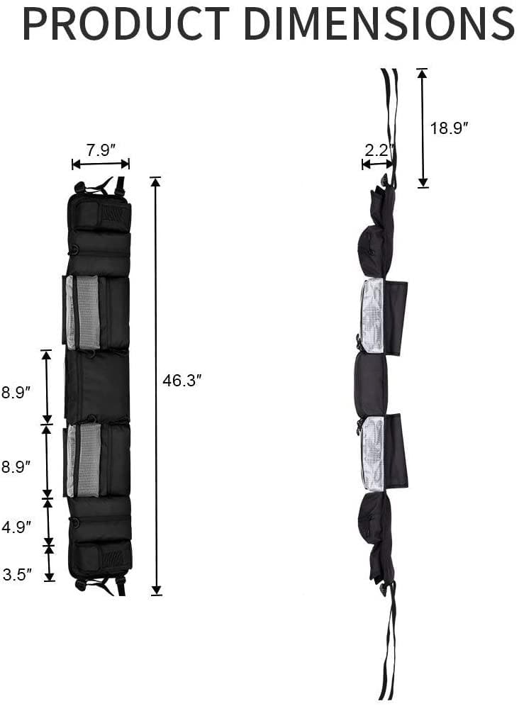 Photo of UTV Universal Roll Cage Organizer Storage Bag by Kemimoto - Premium for UTVs / Side by Sides