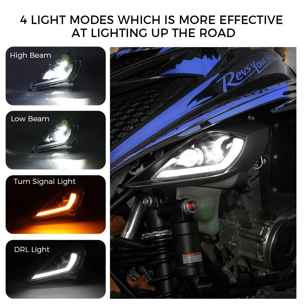 Photo of LED Headlights Set for 2006-2024 YAMAHA YFZ 450 RAPTOR 350 700 700R by Kemimoto - Premium for UTVs / Side by Sides