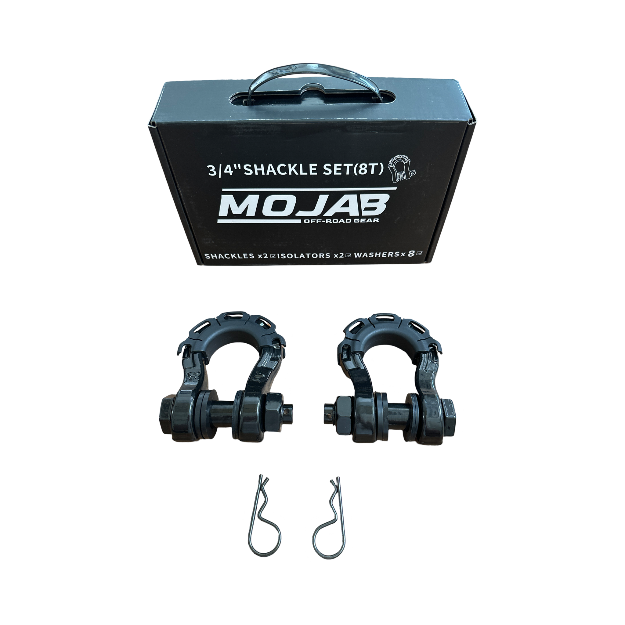 Photo of 3/4” Forged Steel D-shackle set (8T) (LIFE TIME WARRANTY*) by MOJAB OFFROAD - Premium for UTVs / Side by Sides