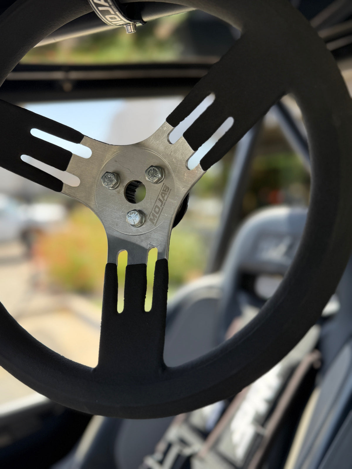 Photo of MOJAB 13" Aluminum Steering Wheel – 3-Bolt Pattern (Extended coating spokes) by MOJAB OFFROAD - Premium for UTVs / Side by Sides