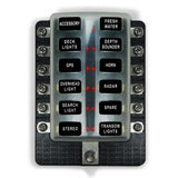 50 Caliber Racing 12-Way LED Fuse Block - 100A Input + Blown Fuse Indicator + ATO/ATC (6V-32V Universal)