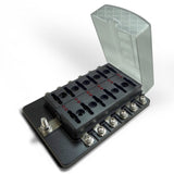 50 Caliber Racing 12-Way LED Fuse Block - 100A Input + Blown Fuse Indicator + ATO/ATC (6V-32V Universal)