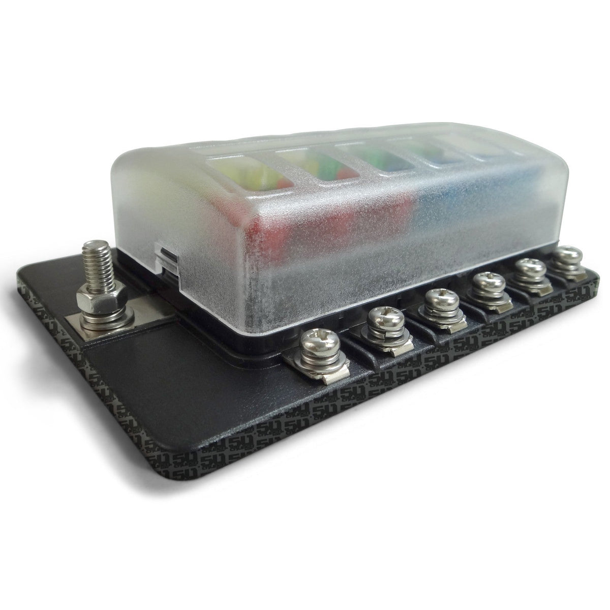 50 Caliber Racing 12-Way LED Fuse Block - 100A Input + Blown Fuse Indicator + ATO/ATC (6V-32V Universal)