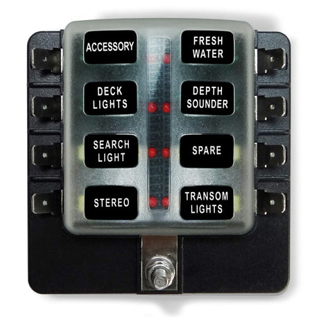 50 Caliber Racing 8 Way Standard LED Circuit Blade Fuse Box