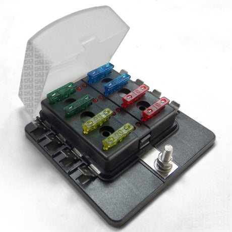 50 Caliber Racing 8 Way Standard LED Circuit Blade Fuse Box