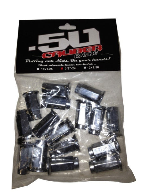 50 Caliber Racing Lug Nuts Flat 3/8 x 24 14mm Hex
