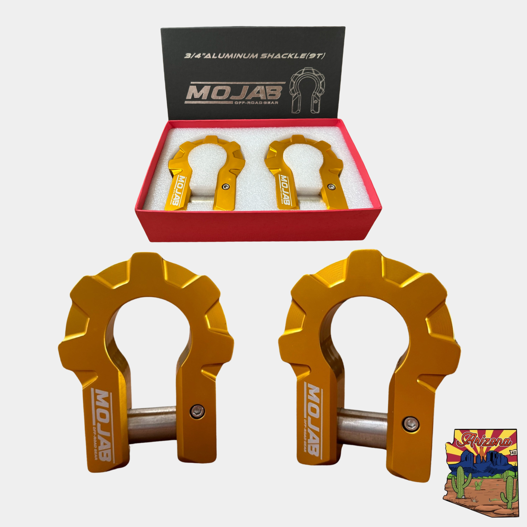 Photo of 3/4'' Extreme duty Aluminum D-Shackle set (9T) (LIFETIME WARRANTY*) by MOJAB OFFROAD - Premium Shackle for UTVs / Side by Sides
