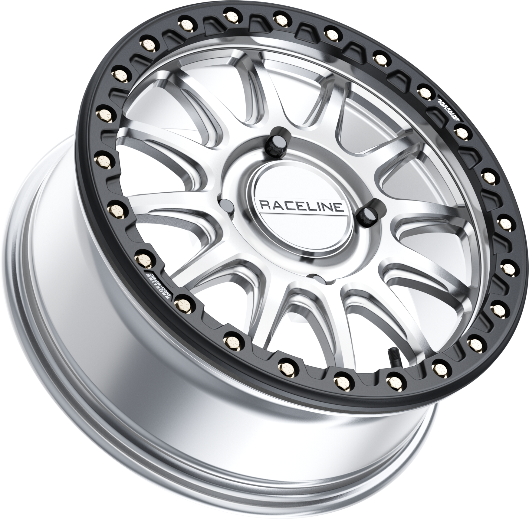 Photo of ALPHA BDLK 17X7 4/156 (+40MM) SILVER/BLK by RACELINE - Premium Wheels for UTVs / Side by Sides