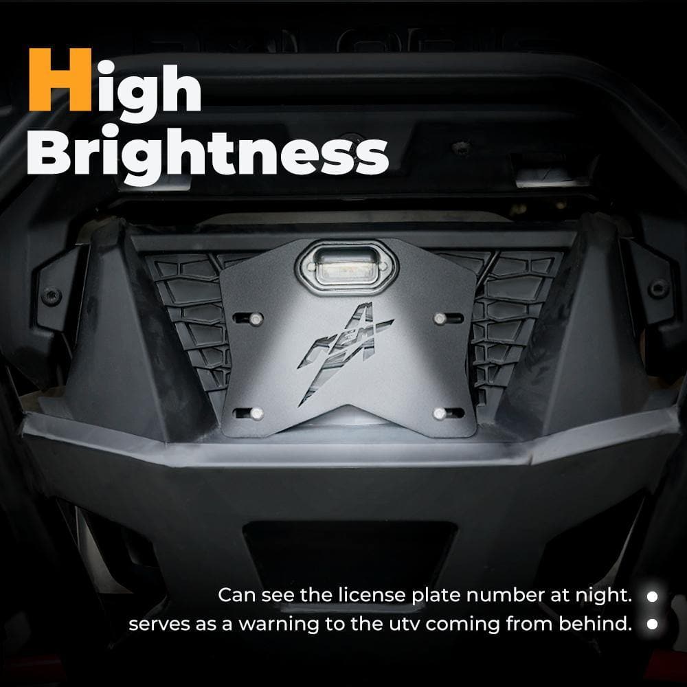 Photo of Universal LED License Plate Bracket Kit Fit Can-Am, Polaris by Kemimoto - Premium for UTVs / Side by Sides