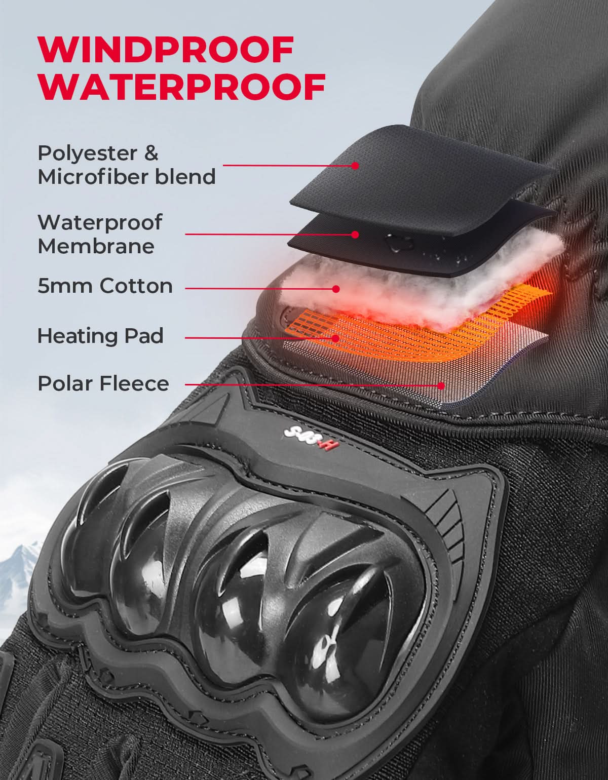 Photo of Heated Motorcycle Gloves Waterproof Windproof Touchscreen with Batteries by Kemimoto - Premium for UTVs / Side by Sides