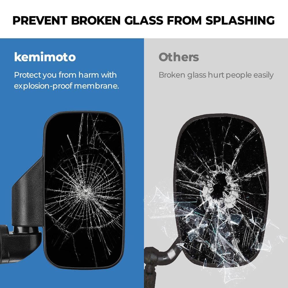Photo of Side Mirrors for Polaris Ranger/ General, Can-Am Trail/ Defender (1 pair) by Kemimoto - Premium for UTVs / Side by Sides