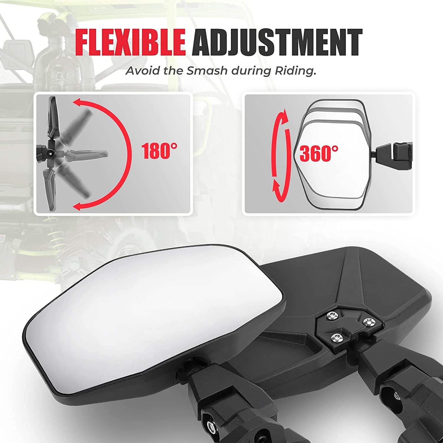 Photo of Side Mirrors Aluminum for Can Am Defender (one pair) by Kemimoto - Premium for UTVs / Side by Sides