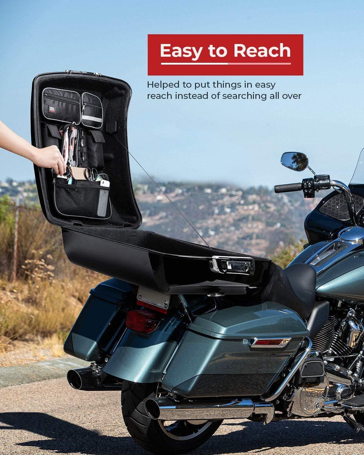 Photo of Tour Pack Lid Organizer for Electra Glide Street Glide Touring by Kemimoto - Premium for UTVs / Side by Sides