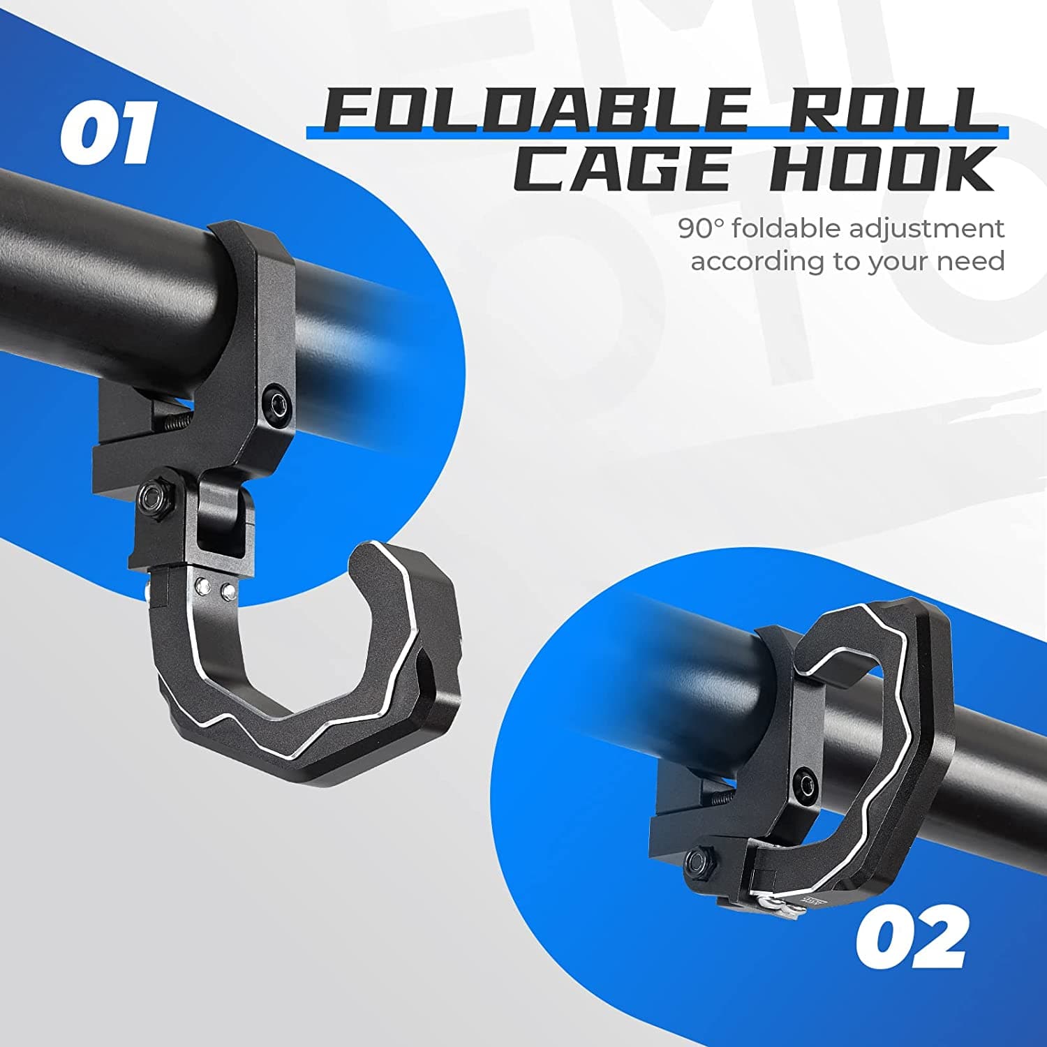 Photo of UTV Roll Cage Helmet Hook fit 1.6"-2" Roll Bar for Polaris, Can-Am, Kawasaki by Kemimoto - Premium for UTVs / Side by Sides