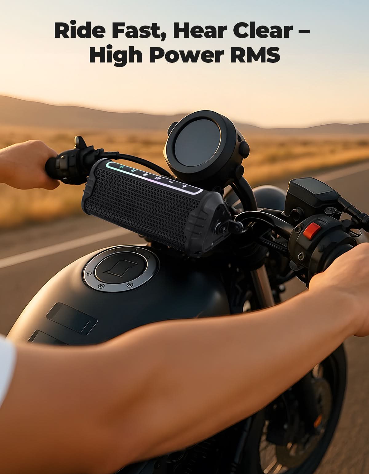 Photo of Motorcycle Bluetooth Speakers Waterproof ATV Sound Bar with AUX USB and RGB Lighting by Kemimoto - Premium for UTVs / Side by Sides