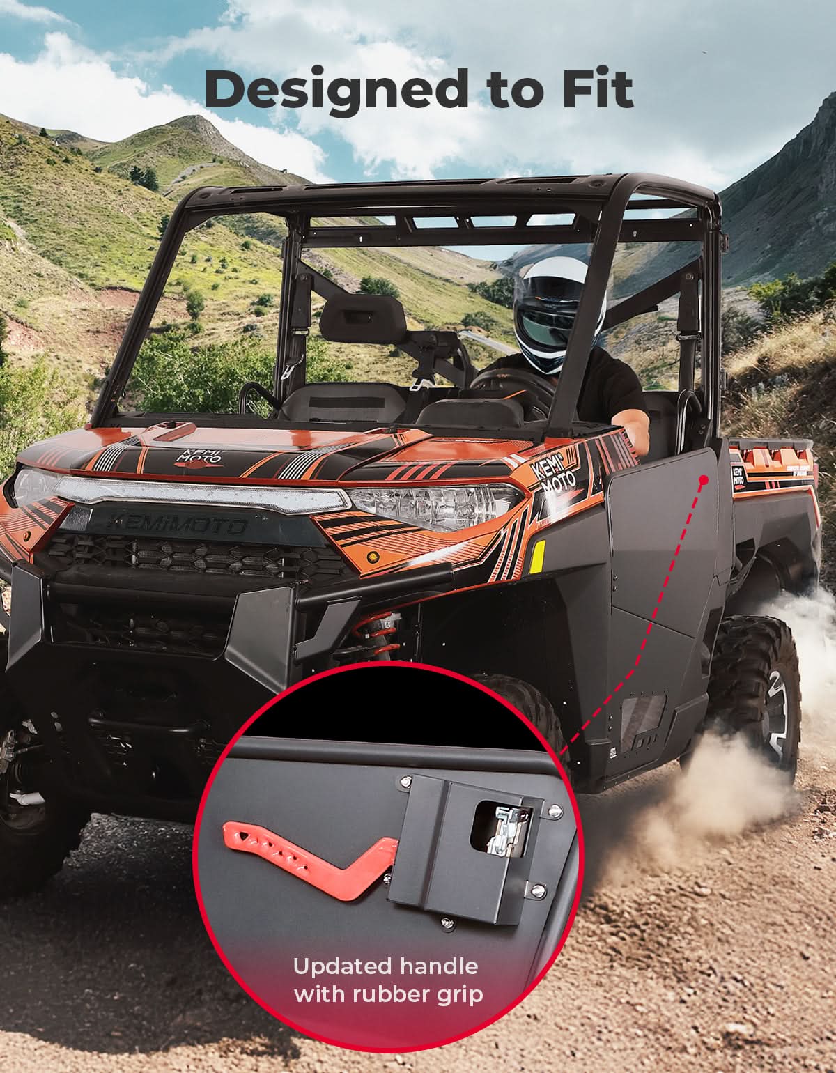 Photo of UTV Aluminum Half Door for Ranger XP 1000 2018-2025 by Kemimoto - Premium for UTVs / Side by Sides