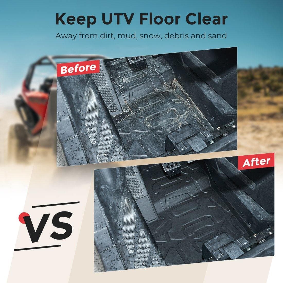 Photo of Kemimoto Floor Mats Liners For Polaris RZR PRO XP 2020-2024 by Kemimoto - Premium for UTVs / Side by Sides
