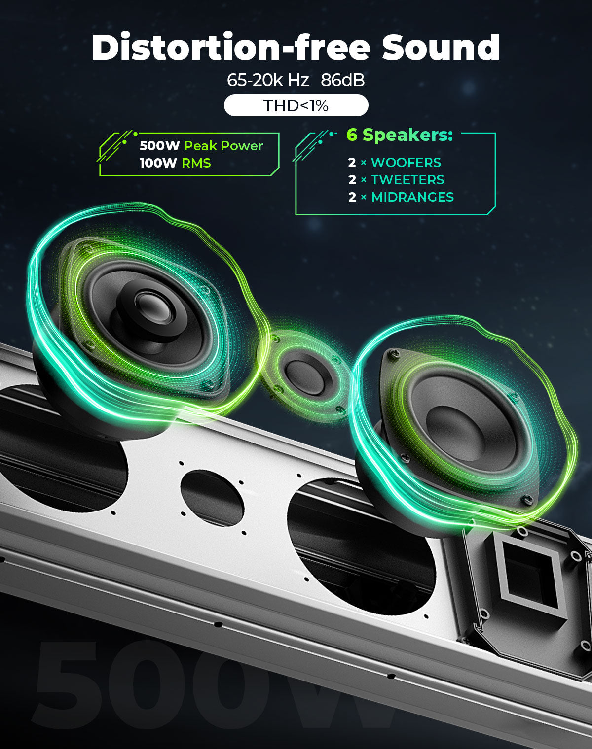 Photo of KEMIMOTO Midnight S80 32" Aluminum 6-Speaker RGB Soundbar Silver by Kemimoto - Premium for UTVs / Side by Sides