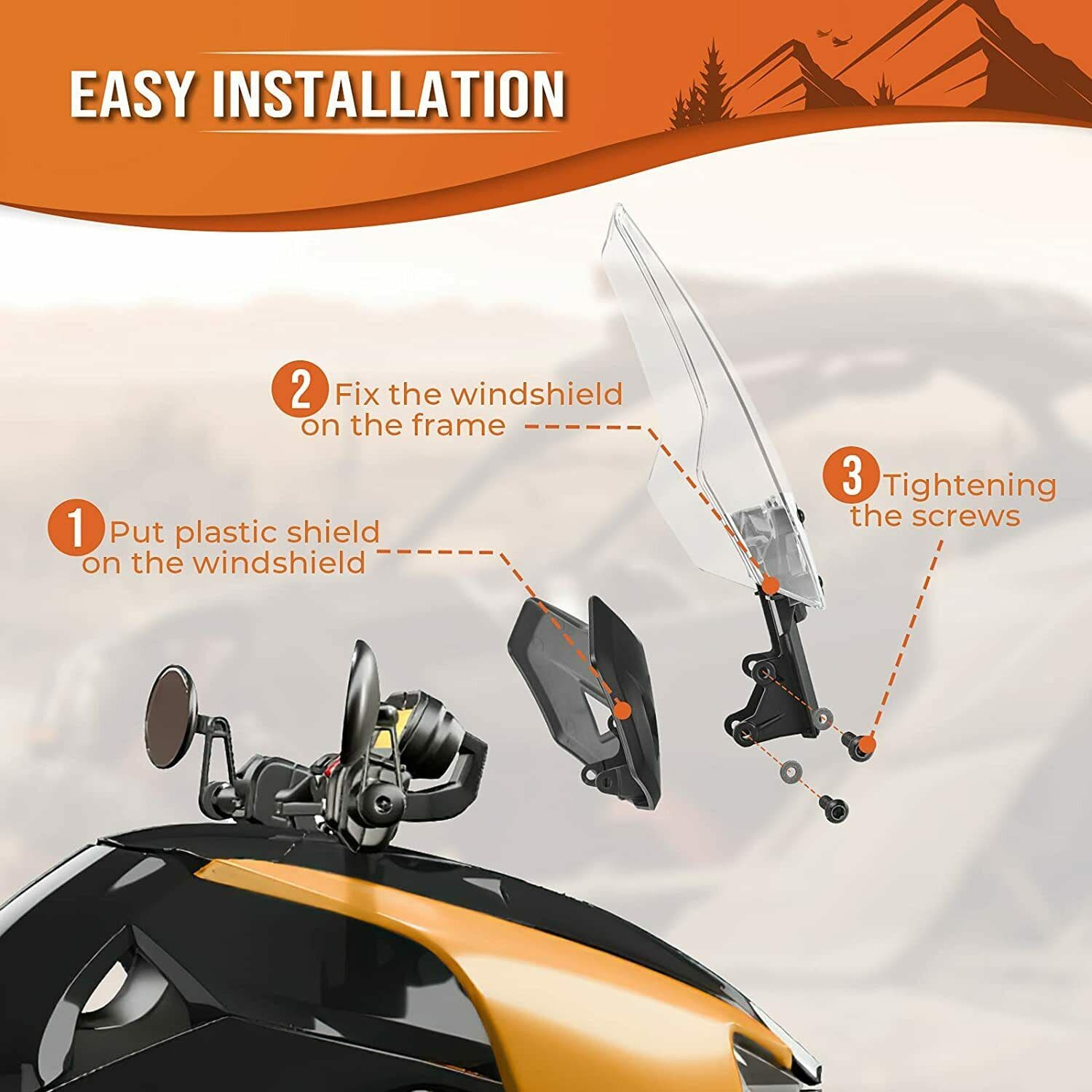 Photo of Sport Windshield for Can Am Ryker Rally 2018-2023 by Kemimoto - Premium for UTVs / Side by Sides