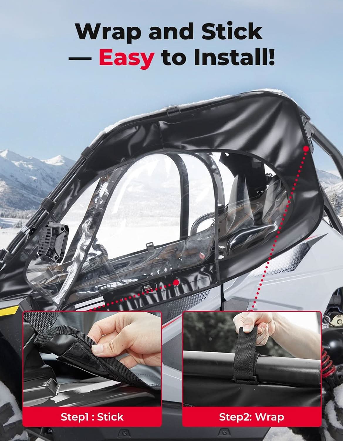 Photo of UTV Cab Enclosure Upper Doors for 2022-2025 Polaris RZR 200 by Kemimoto - Premium for UTVs / Side by Sides