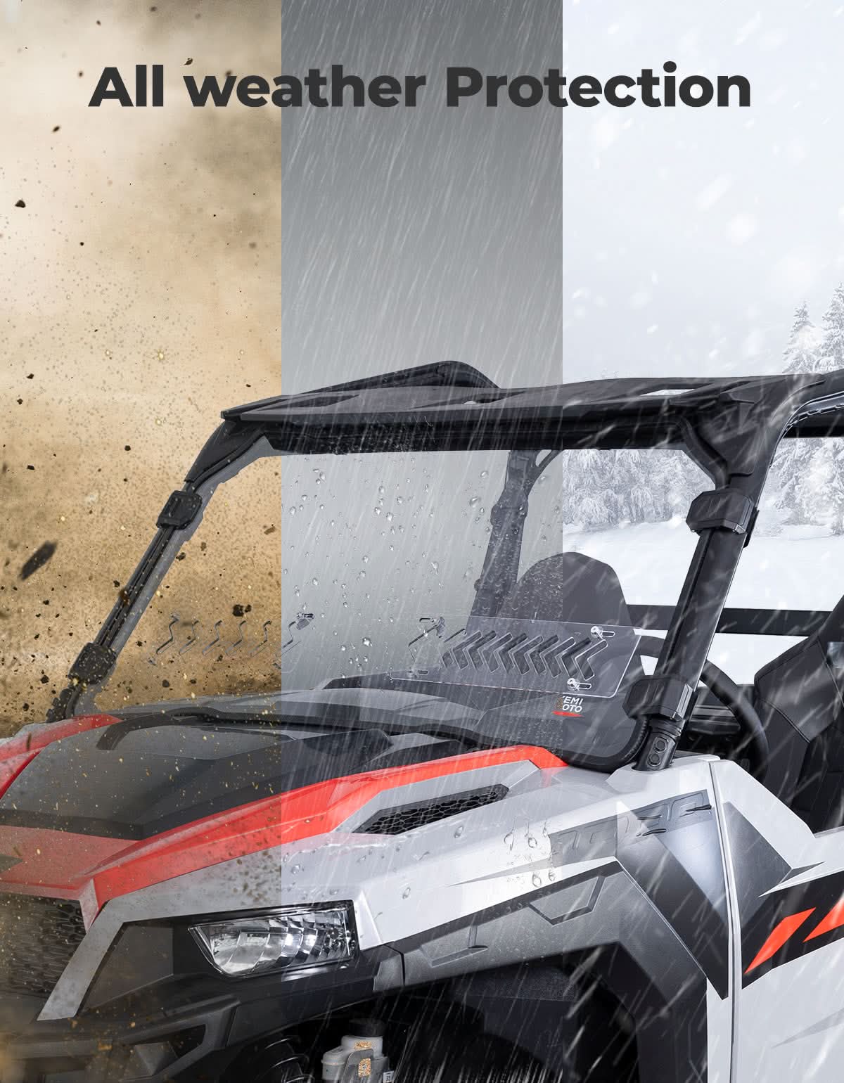 Photo of UTV 2-IN-1 Front Vented Windshield Compatible with Polaris General 1000, XP 1000, 4 1000 by Kemimoto - Premium for UTVs / Side by Sides