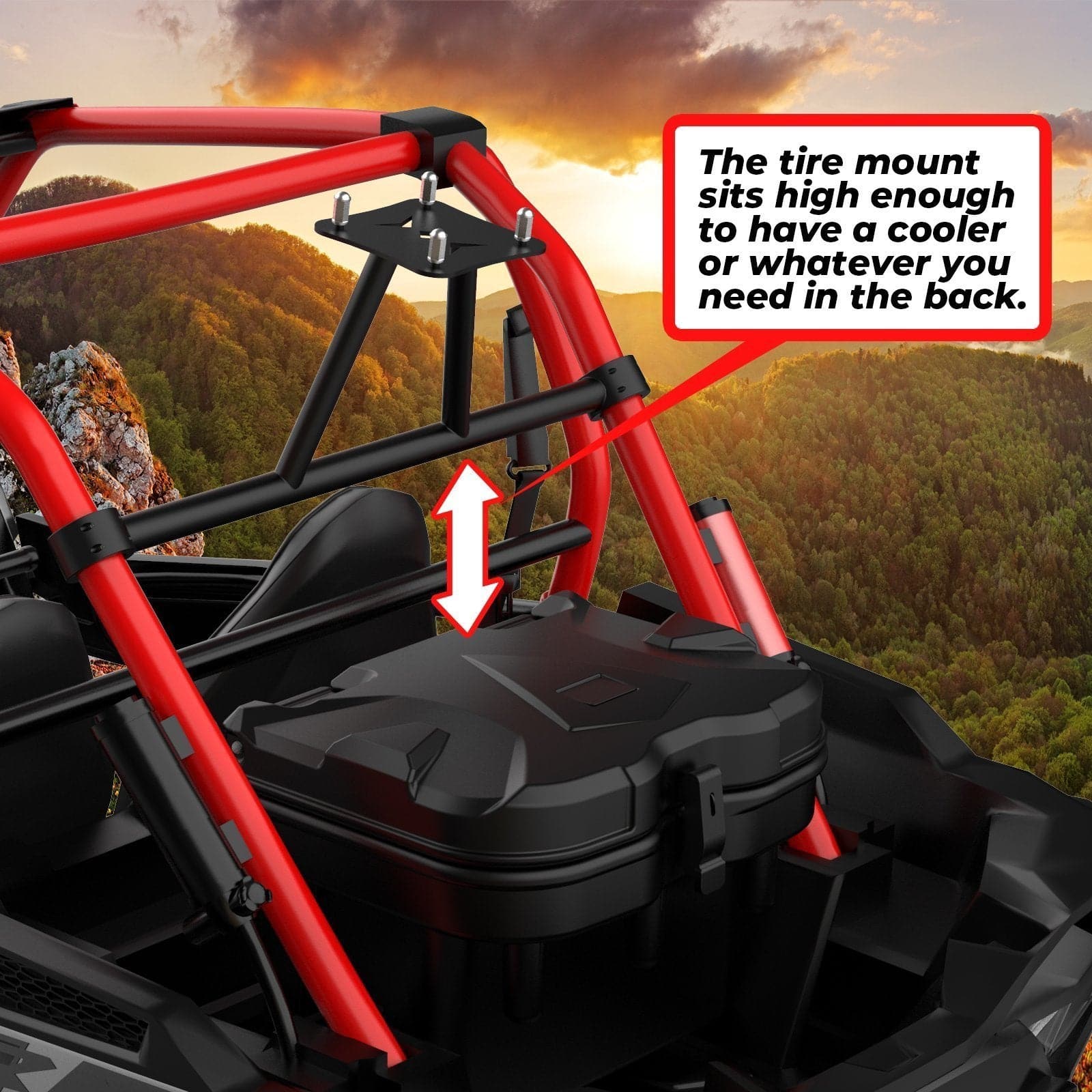 Photo of Spare Tire Carrier Mount & Side Nerf Bars Rock Sliders for Polaris RZR XP 1000 by Kemimoto - Premium for UTVs / Side by Sides