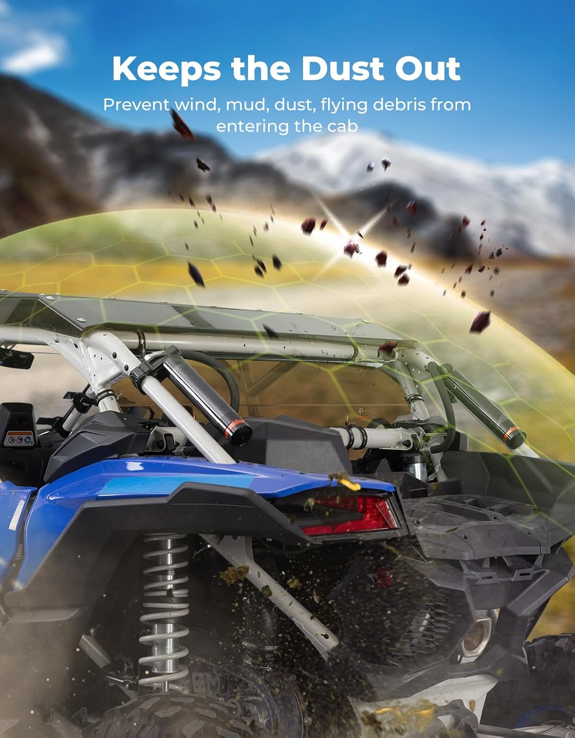 Photo of Upgraded Rear Tinted Windshield for Can-Am Maverick X3 / X3 MAX by Kemimoto - Premium for UTVs / Side by Sides