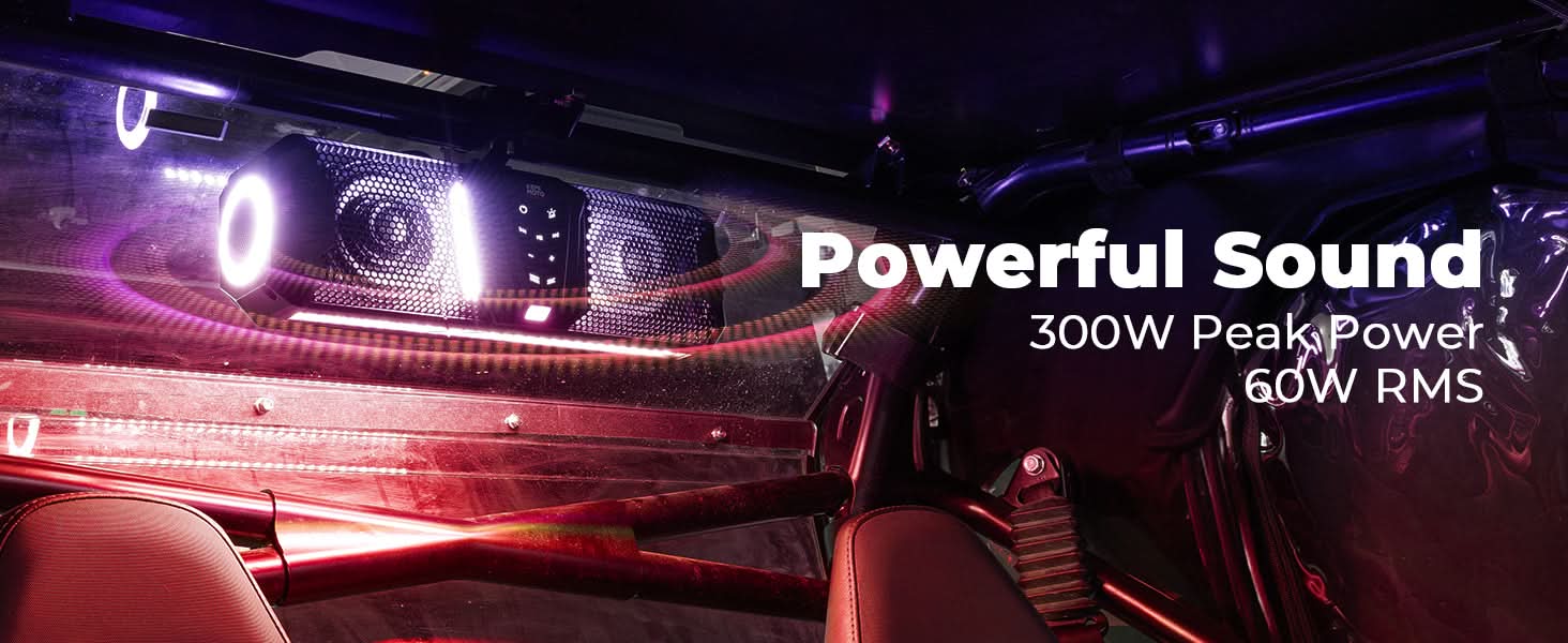 Photo of Midnight 40 16" Bluetooth Sound Bar –2025 Compact RGB UTV Speaker for Golf Cart, ATV, Polaris RZR by Kemimoto - Premium for UTVs / Side by Sides