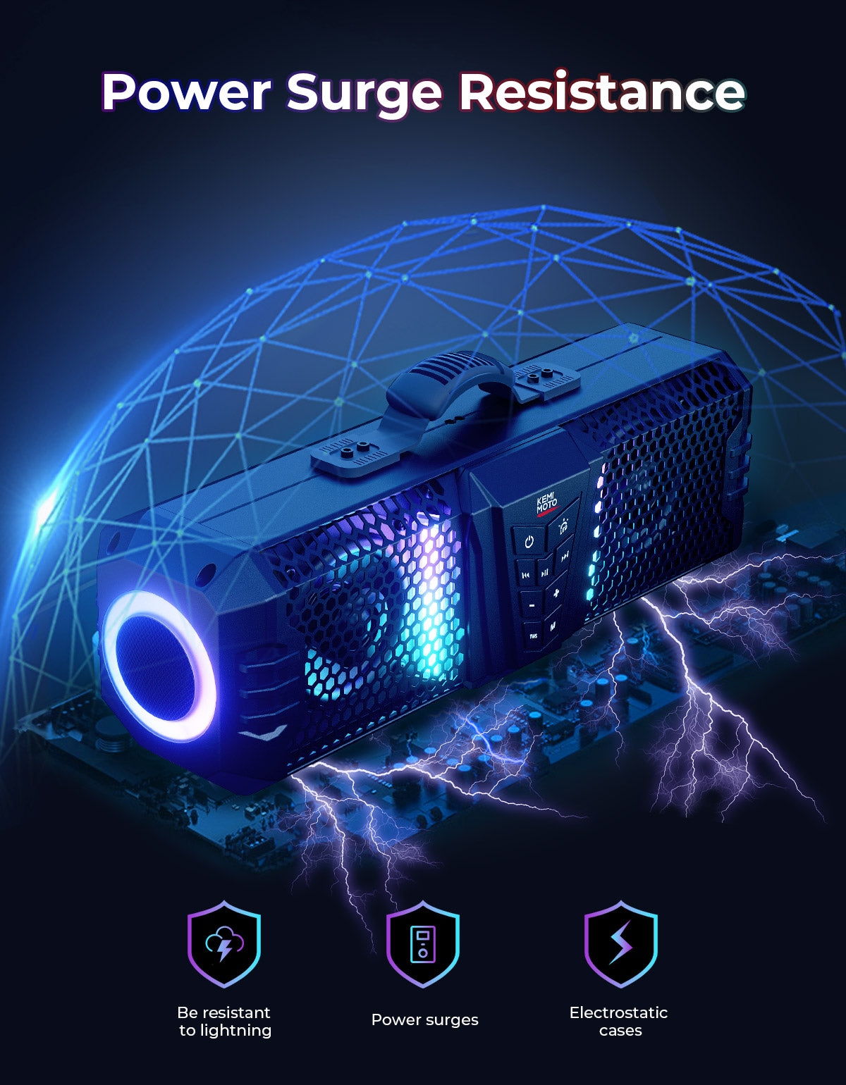 Photo of KEMIMOTO Midnight 40B 16''RGB Universal Bluetooth Sound Bar (Built-in Battery) by Kemimoto - Premium for UTVs / Side by Sides
