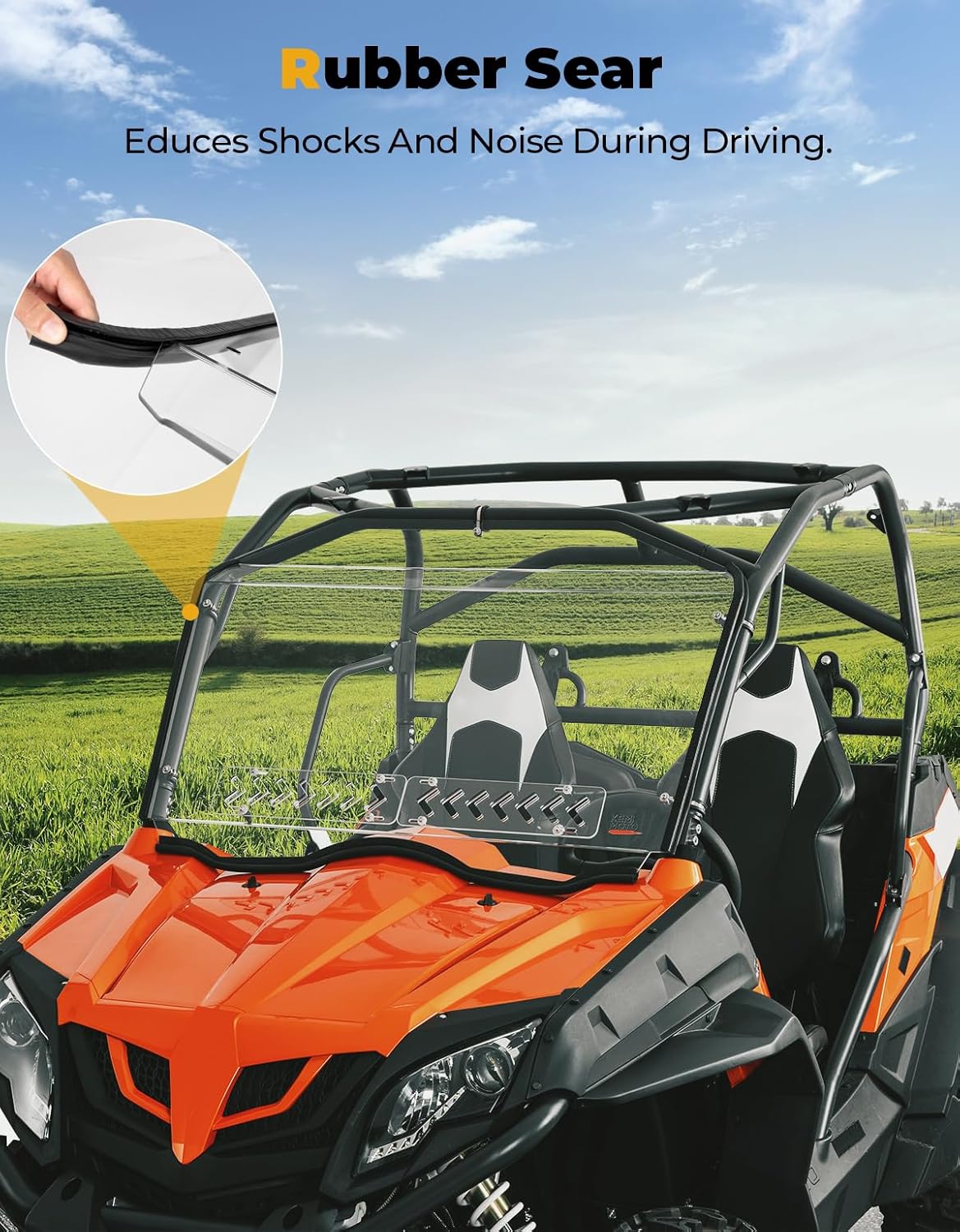Photo of Kemimoto Front Windshield w/Sliding Window for CFMOTO ZForce 500 | 800 | 1000 by Kemimoto - Premium for UTVs / Side by Sides