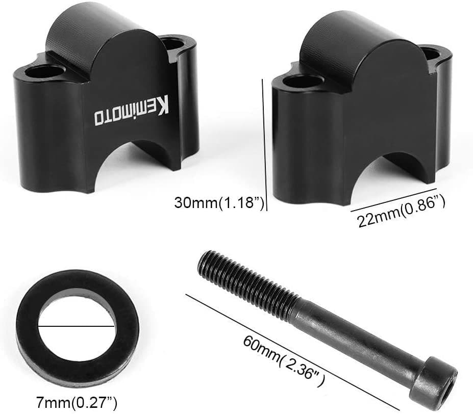 Photo of Motorcycle 7/8" Handlebar Risers 30mm Height (Black) by Kemimoto - Premium for UTVs / Side by Sides