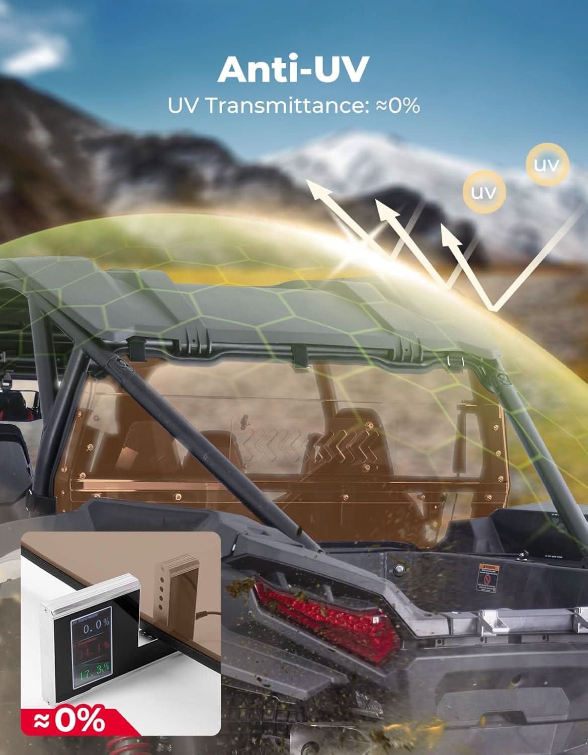 Photo of UTV Sliding Vented Tinted Rear Windshield for 2024+ Polaris RZR XP 1000 / RZR XP4 1000 by Kemimoto - Premium for UTVs / Side by Sides