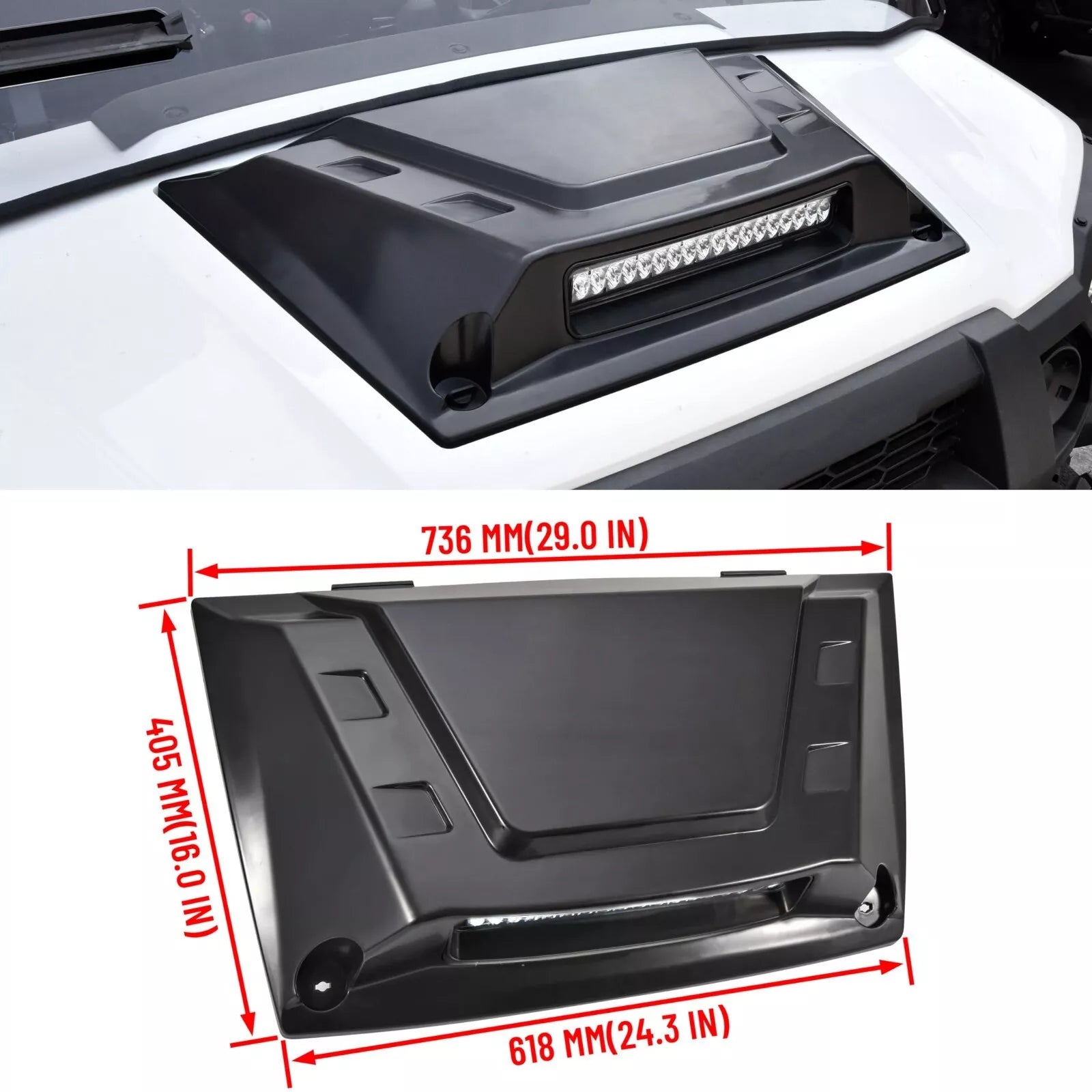 Photo of UTV Hood Scoop with Light for Kawasaki Mule Pro FXT DXT DX FX by Kemimoto - Premium for UTVs / Side by Sides
