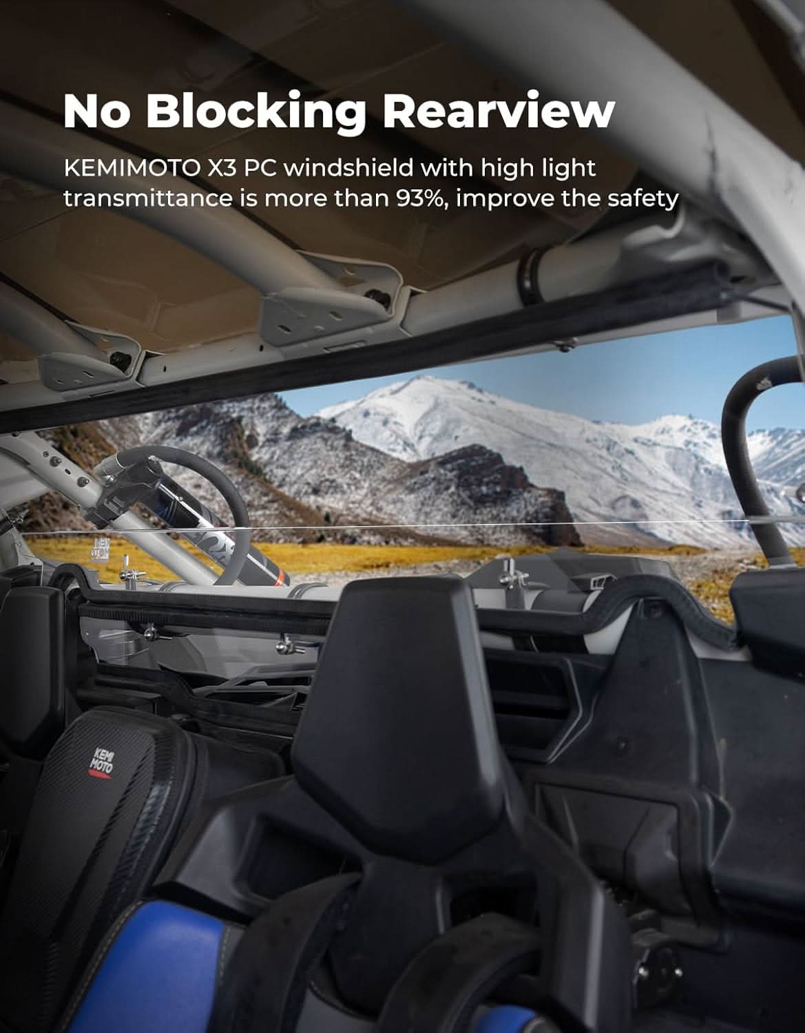 Photo of Upgraded Rear Windshield Scratch-resistant for Can-Am Maverick X3 / X3 MAX by Kemimoto - Premium for UTVs / Side by Sides