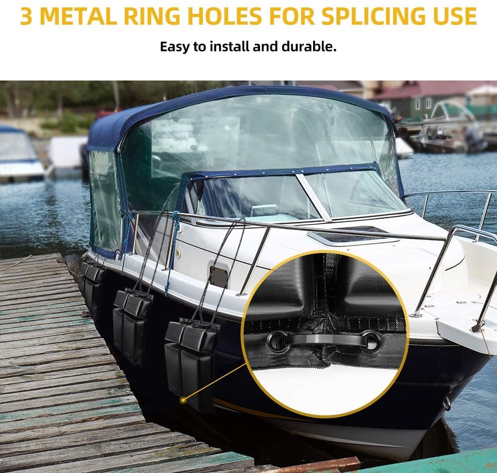Photo of PWC Boat Fender Docking Protection Kit for Seadoo Jet Ski Waverunner, Upgrade Size 18"x6.5"x2.4", with 2 Ropes by Kemimoto - Premium for UTVs / Side by Sides
