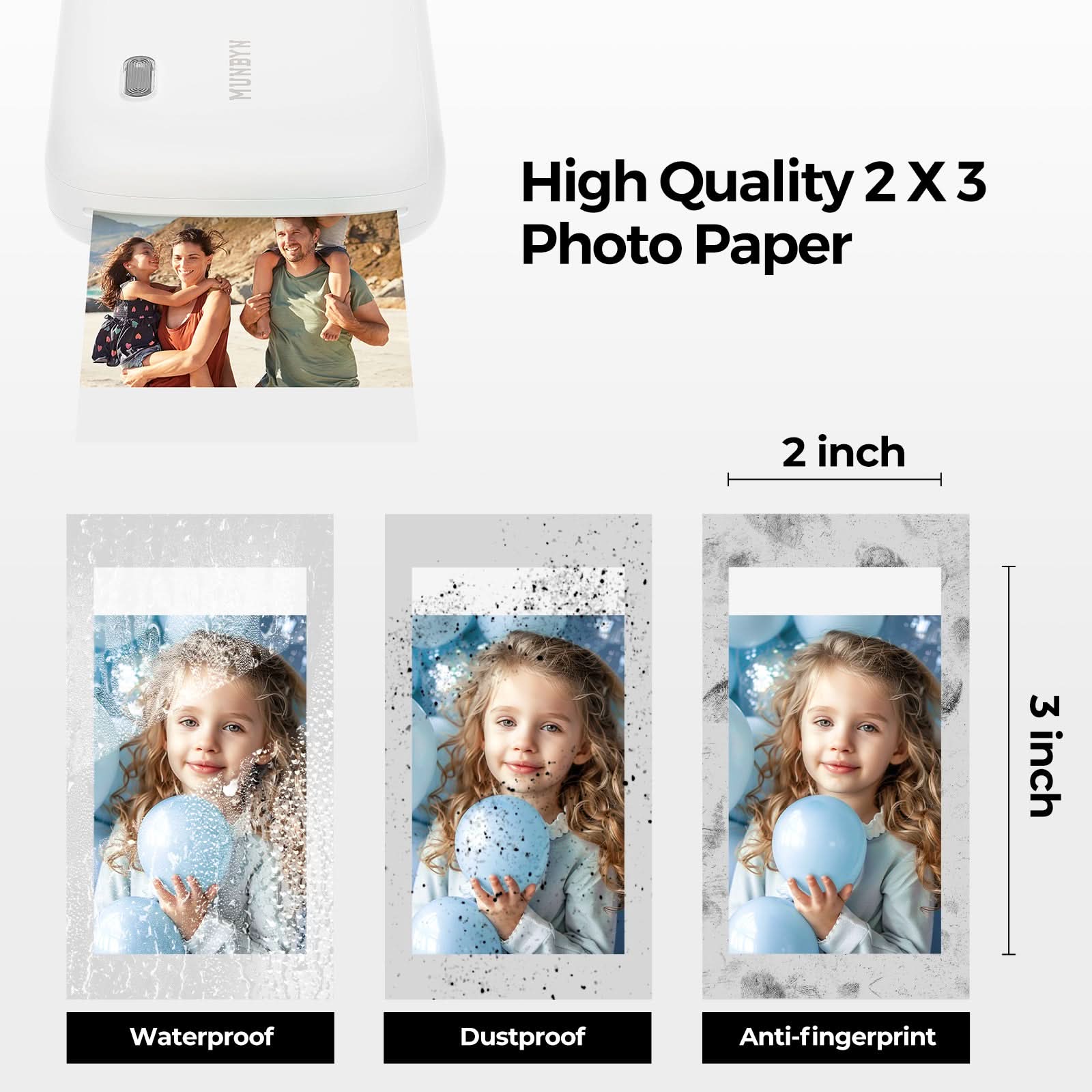 Photo of MUNBYN 2"x3" Premium Instant Photo Paper Automatic Lamination by Kemimoto - Premium for UTVs / Side by Sides