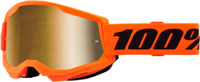 100% Strata 2 Junior Goggles - Neon Orange Mirror Gold Lens
