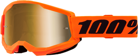 100% Strata 2 Junior Goggles - Neon Orange Mirror Gold Lens