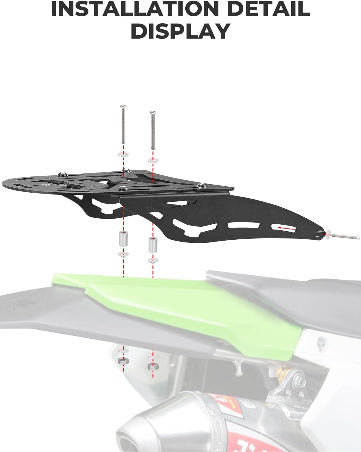 Photo of Rear Rack for KLX250S, KLX300 2009-2024, KLX300SM 2022 2023 by Kemimoto - Premium for UTVs / Side by Sides