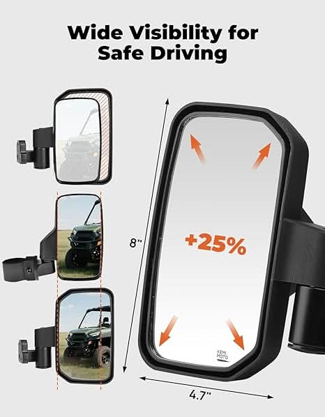 Photo of UTV Side Mirrors for Can-Am Defender HD5|7|8|9|10 2016-2025 by Kemimoto - Premium for UTVs / Side by Sides