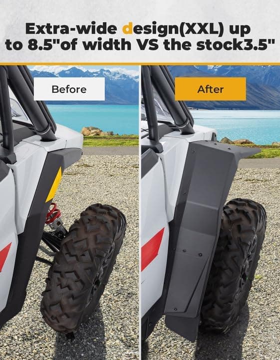 Photo of Fender Flares 8.5" Extended Mud Flaps for 2024-2025 Polaris RZR XP 4 1000 (4PCS) by Kemimoto - Premium for UTVs / Side by Sides