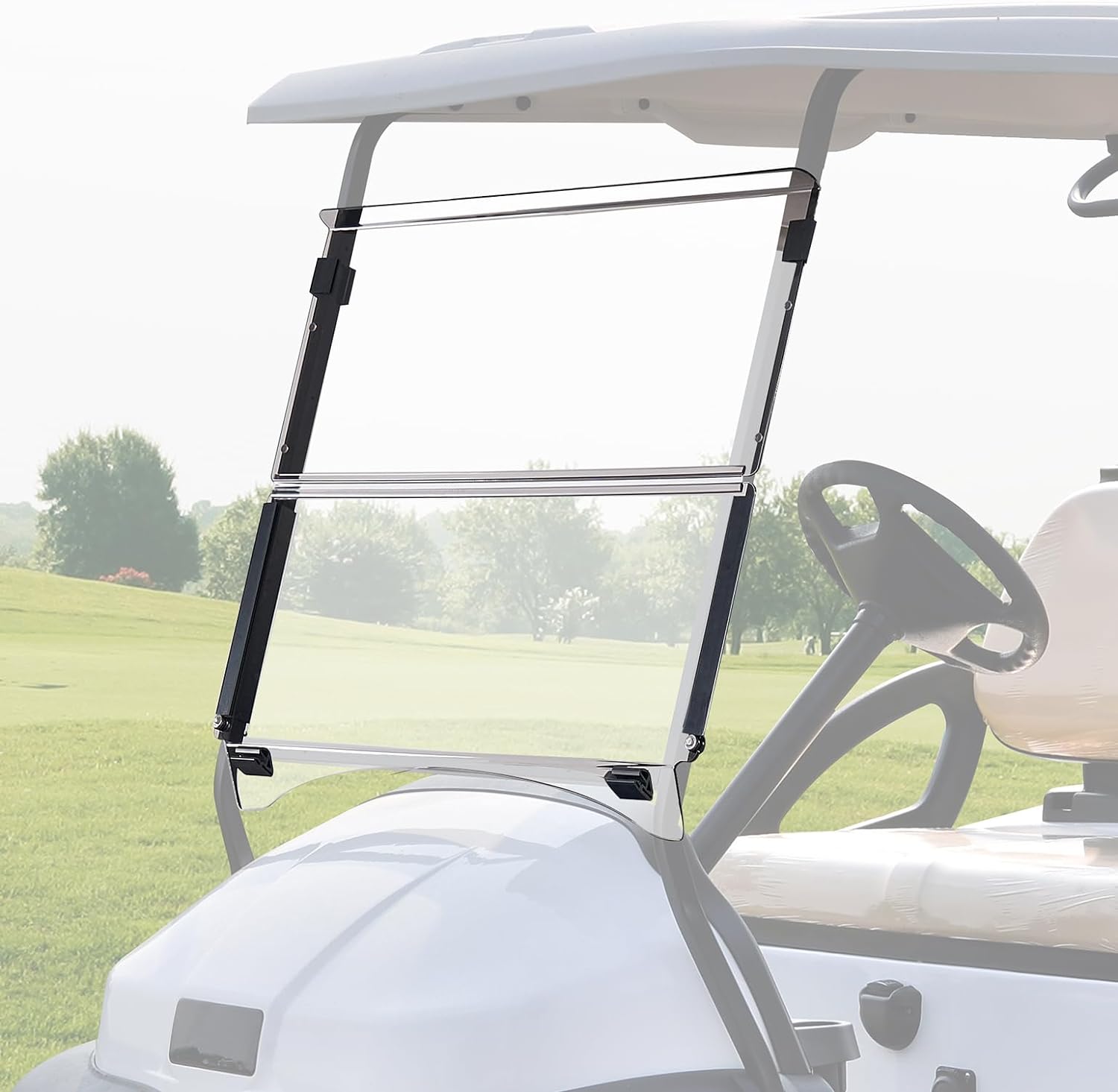 Photo of Foldable Golf Cart Windshield for Club Car Precedent Gas/Electric by Kemimoto - Premium for UTVs / Side by Sides